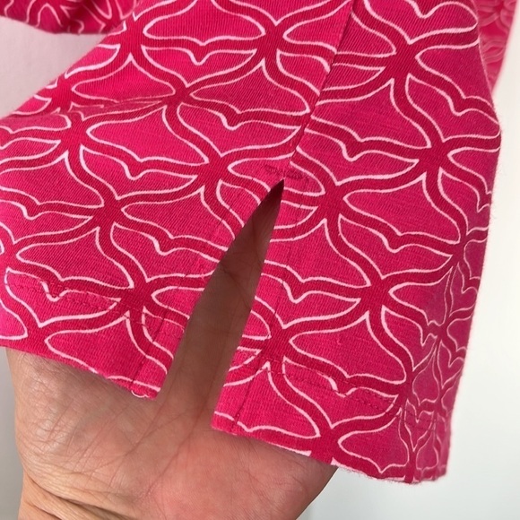 Vineyard Vines Whale Tail Print Tee Dress  Rhododendron Pink Side Hem Slits New - Picture 3 of 14